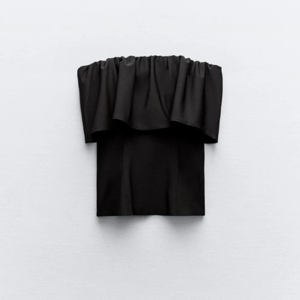 ZARA STRAPLESS TOP WITH RULLE DETAILL - Picture 5 of 7